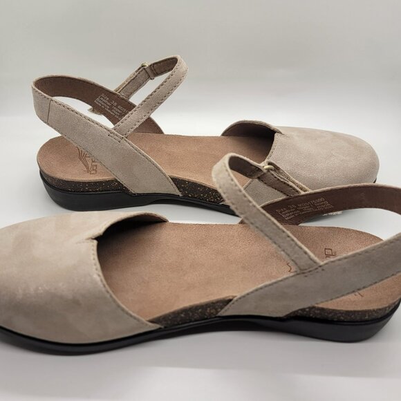 Dansko Rowan Suede Ankle Strap Clogs Beige Sparkle Leather Size 38 Comfort Shoes - Picture 15 of 16